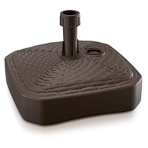Deuba® Sonnenschirmständer Poly Rattan Eckig bis Ø 26 mm Mast Befüllbar Sonnenschirm Schirmständer Ständer Gartenschirm Balkon Terrasse Garten Braun