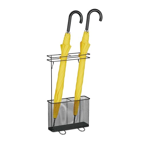 Relaxdays Regenschirmständer, HxBxT: 54 x 30,5 x 15 cm, Metall, eckiger Schirmständer für Regenschirme, modern, schwarz