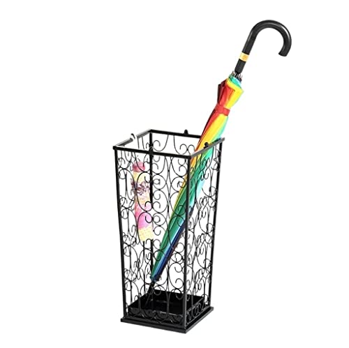 SAGELSHN Schirmständer Vintage Regenschirmständer Aus Metall, Dekorativer, Freistehender Rack-Organizer, Platzsparender Spazierstock-Regenschirmh alter Regenschirmständer(Black )
