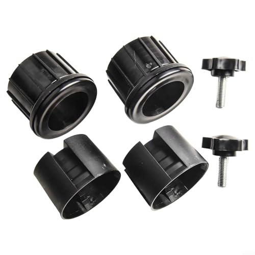 Desiumite Schirmständer-Basis-Ersa tzteile, 6-teiliges Set mit 0,85 Zoll und 2 Zoll Adapterringen für Sonnenschirmstangen-Kompa tibilität, M8 Edelstahl-Bolzenbefestigu ng, Schwarz