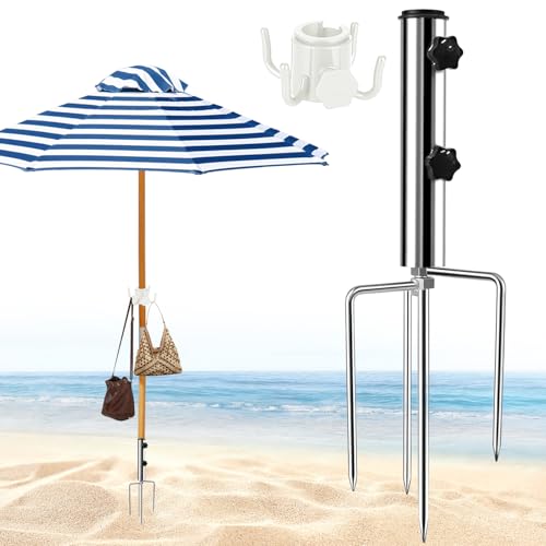 Shyllin Sonnenschirmständer mit Rasendorn, Erdspieß Sonnenschirm mit 4 Heringen, Schirmständer Strandschirm, Sonnenschirmhalter Strand, Rasendorn für Sonnenschirm, Sonnenschirmständer Rasendorns