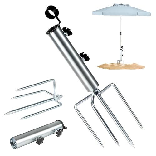 Spetsbst Sonnenschirmständer, Sonnenschirmhalter Abnehmbarer Bodenanker Einstellbar, Rasendorn für Sonnenschirm/Angelschirm/ Gartenschirm