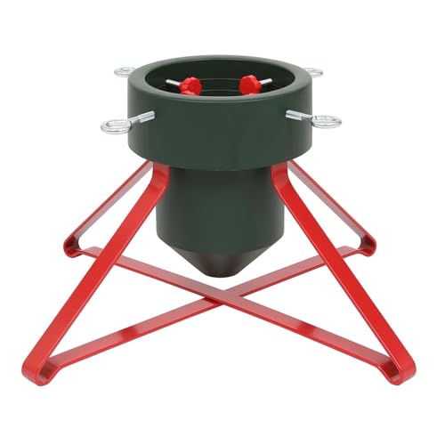 Harbour Housewares Klassischer echter Weihnachtsbaumständer   Grün/Rot   3 Zoll (7,6 cm)   mittelgroßer lebender Weihnachtsbaum Dekor Weih nachtsbaumhalter Metall für 5,5 Fuß Höhe mit Wasserhalter