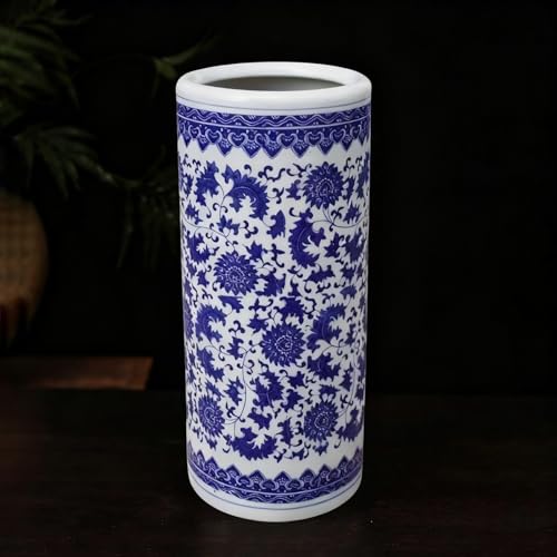BEBANE Keramik-Schirmständer, Vintage-Keramik-Schirmst� �nder, handgefertigt, blau-weißes Porzellan mit Blumenmuster, multifunktionales bemaltes Porzellan(C,48 * 22cm/18.9 * 8.7in)