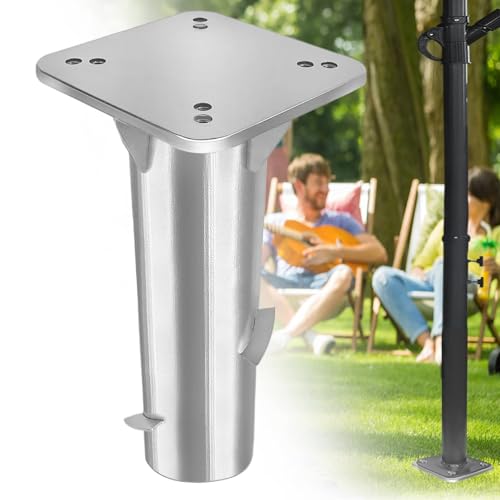 UISEBRT Universal-Bodenplatte, Metall Sonnenschirmständer Bodenanker für Kurbelschirm, Ampelschirm und Sonnenschirm, Silber