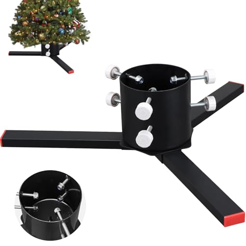 Starbover Weihnachtsbaumständer für lebende Bäume, Christbaumständer Metall für Stämme von von 4-14cm, Tannenbaumständer Weihnachtsbaumhalter Stand für bis zu 7FT lebenden&künstlichen Bäumen, Schwarz