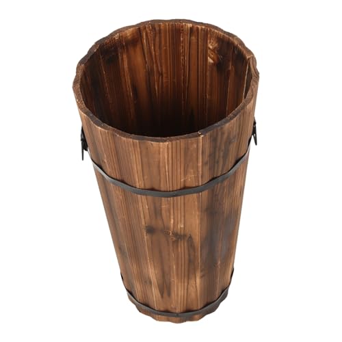 PartyKindom Schirmständer Aus Holz Carbonisiert Platzsparender Regenschirmhalter Für Eingangsbereich Vintage Stil Stabil Mit Abnehmbarem Eimer