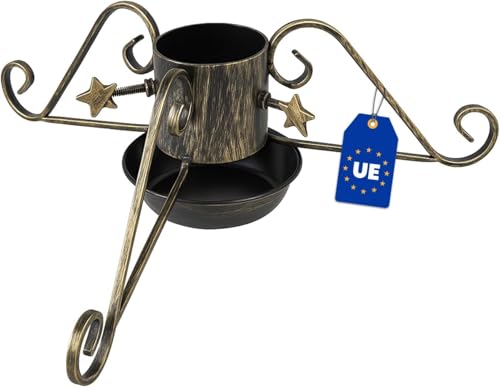 Alma Christbaumständer Weihnachtsbaum Ständer - 60x60x20 cm - Weihnachtsbaumständer mit Wassertank - 160 kg Belastbar - Gold Patina