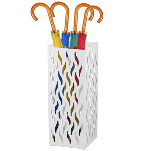 Schirmständer,Metall-Sch irmhalter,16,5 × 16,5 × 42 cm,Freistehender Regenschirmhalter,Zylindr ischer Aufbewahrungsbehälter,Ha lter für Gehstöcke und Spazierstöcke für Einrichtung Homeoffice (Weiß)