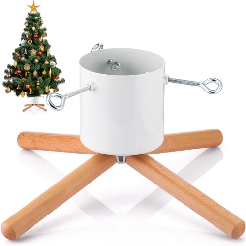 Sliner Weihnachtsbaumständer, Weihnachtsbaumhalter für lebende Bäume, weiß, strapazierfähig, aus und Metall, moderner Stil, passend für die meisten bis zu 2,4 m hoch, für Weihnachtsdekoration