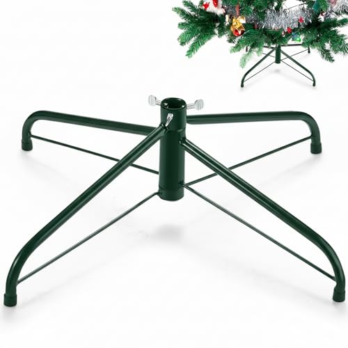 Roowest Ersatz-Weihnachtsbaumstä nder, Metall, drehbar, künstlicher Weihnachtsbaum, Weihnachtsbasis, faltbarer Halter, grüner Baumsockel für Weihnachten, Urlaub, Baum, Party-Dekorationen (grün, 50,8