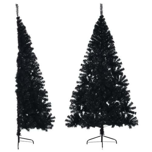 Furniture Item home Künstlicher halber Weihnachtsbaum mit Ständer schwarz 180 cm PVC-Möbel
