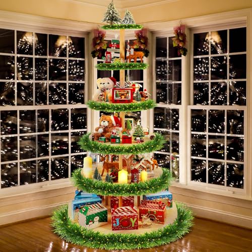 DoubleFill Weihnachtsbaumständer mit 6 Etagen, 183 cm, Bücherregal, groß, Weihnachtsdekoration, Baumständer