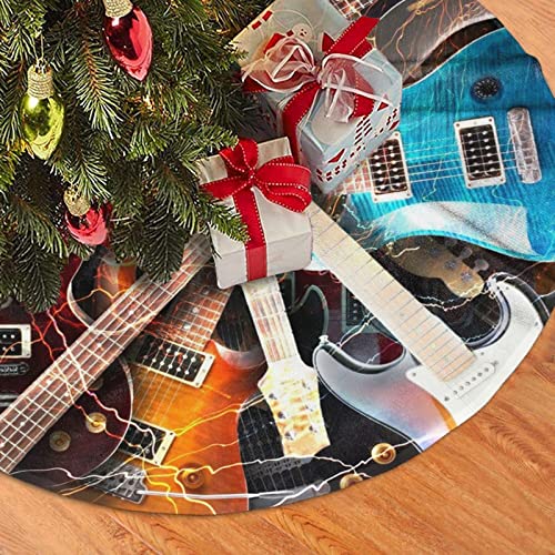 EVANEM 76,2 cm Weihnachtsbaumrock für Feiertagsdekorationen, magische E-Gitarre, Musik, Plüsch, Weihnachtsbaumrock, Kragen, rustikal, wasserdicht, Weihnachtsbaummatte, Weihnachtsdekorationen für