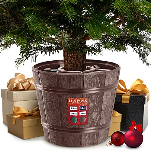 KADAX Weihnachtsbaumständer, Christbaumständer aus Kunststoff, Tannenbaumständer in Zwei Farbversionen, Kunststoffständer für einen Weihnachtsbaum (Baumhöhe bis 240cm /Braun)