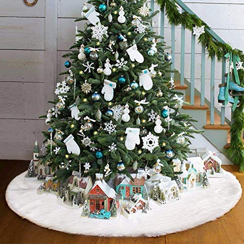 Weihnachtsbaum Rock, AMAUK Tannenbaum Decke Weiß Weihnachtsbaumdecke Christbaumständer Baum decke Weiss kunstfell plüsch(122CM)