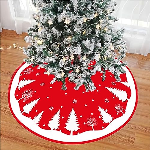 Weihnachtsbaumdecke, 90 cm Weihnachtsbaum Rock Rot Rund Christbaumdecke, Hüllen Tannenbaum Decke Weihnachtsbaummuster Feiertags Weihnachtsbaums chmuck