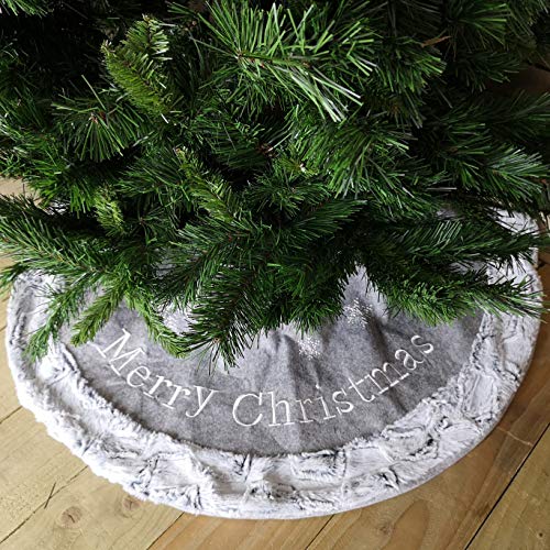 Festive Moderner Weihnachtsbaumrock mit grauem Fell, 100 cm Durchmesser