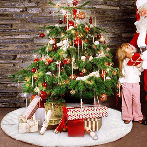 Royaliya Baumdecke Weihnachtsbaum Rock Christbaumdecke Rund Weiß Weihnachtsbaumdecke Christbaumständer Teppich Decke Weihnachtsbaum Deko (152CM)