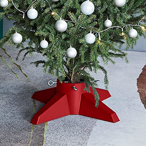 ARKEM Christbaumständer Rot 55,5x55,5x15 cm Tannenbaum Holz Groß Weihnachtsbaum Fuß