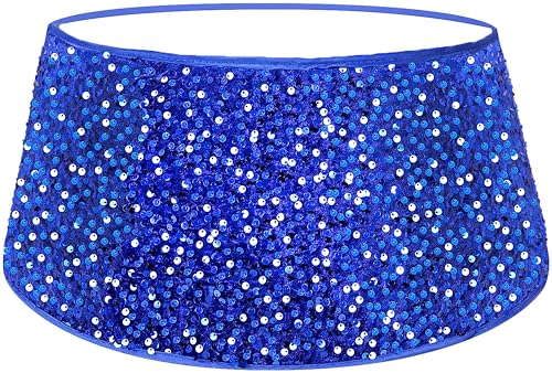 OMKSIH Weihnachtsbaumkragen Königsblau 23,6 Zoll Glitzer Baumkragen Basis Abdeckung Korb Pailletten Weihnachtsbaum Boden Weihnachtsbaum Halsbänder für künstliche Bäume alle