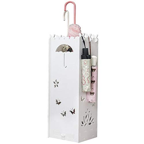 QI-shanping Natürlicher Bambus Schirmständer Rack Canes Alpenstock Halter für Home Office/Mit Tropfschale Und Haken/Weiß / 9.84x8.5x26inches (Size : L)
