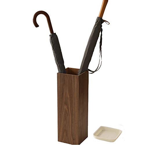 DCRYWRX Schirmständer Aus Holz, Schirmständer Aus Holz Platzsparend, Mit Auffangschale, Passend Für Haustür/Eingangsbereich, Nussbaum (19,6 )