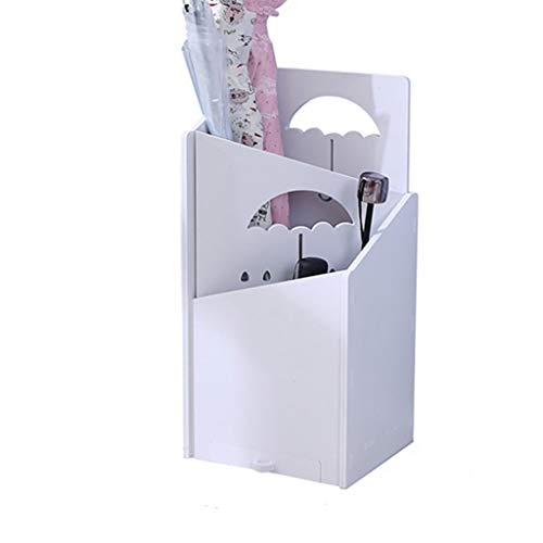 Ljf Schirmständer Platzierungsrahmen Haushaltsboden Schirmhalter Regenschirm Eimer Landeschirm Lagerregal Holz (Color : White, Size : 25 * 21 * 52CM)