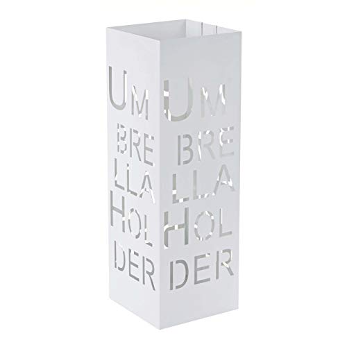 Mendler Schirmständer HWC-C78, Regenschirmständer Schirmhalter Regenschirmhalter, quadratisch 55cm ~ Schrift, weiß