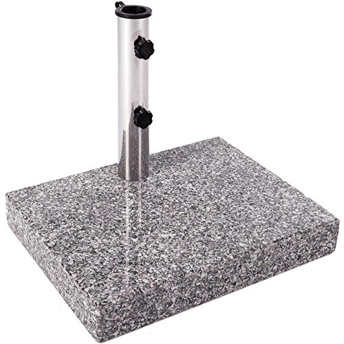 Anaterra Sonnenschirmständer, Schirmständer speziell für Balkon, aus Granit und Edelstahl, 25 kg, eckig, 45 x 35 x 7 cm