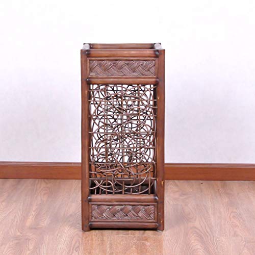 DDGOD Vintage schirmständer,Hotel Lagerung-Rack Rattan Regenschirmständer Hand gefertigt Natürlichem Bambus Antik Für stöcke Walking-stöcke Walking stöcke-braun 27x27x60cm(11x11x24)