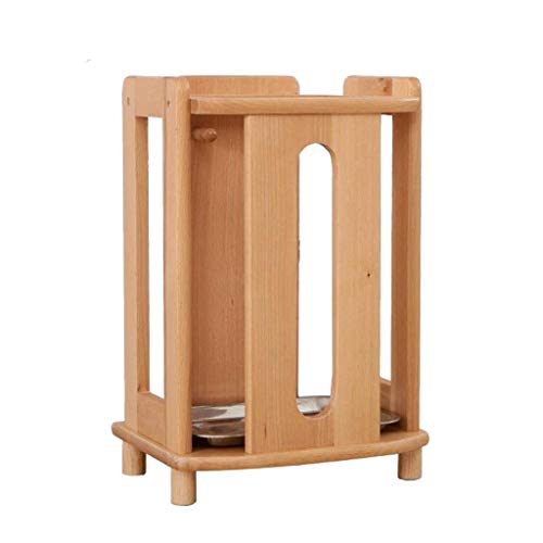 Yuany Schirmständer Holz Gehstockständer mit Haken und Auffangschale Bodenmontierter Schirmständer
