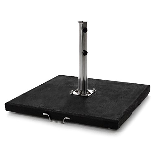 Nexos Riesen Sonnenschirmständer Granit eckig 76 x 76cm 90kg schwarz lackiert Ständer Sonnenschirm mit Reduzierung Griff Rollen Griffmulden