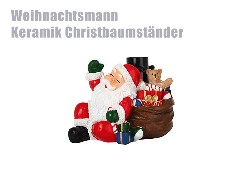 Weihnachtsmann Christbaumständer als Kermaik Figur Weihnachtsmann Keramik Ständer